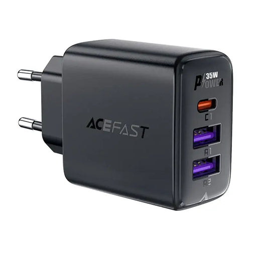 Адаптер Acefast A57 PD 35W GaN 2x USB - A + USB - C черен