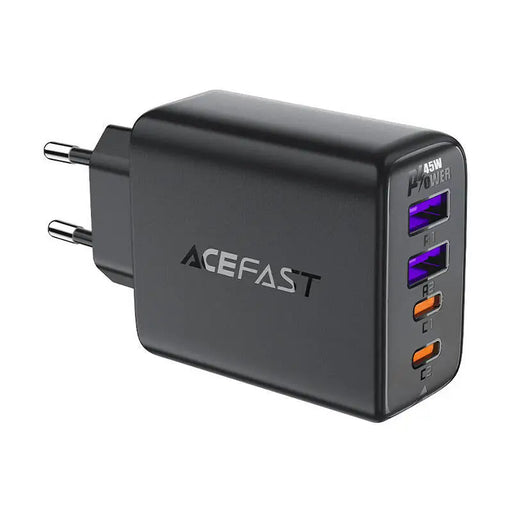 Адаптер Acefast A61 GaN 2x USB-A 2x USB-C PD 45W EU черен