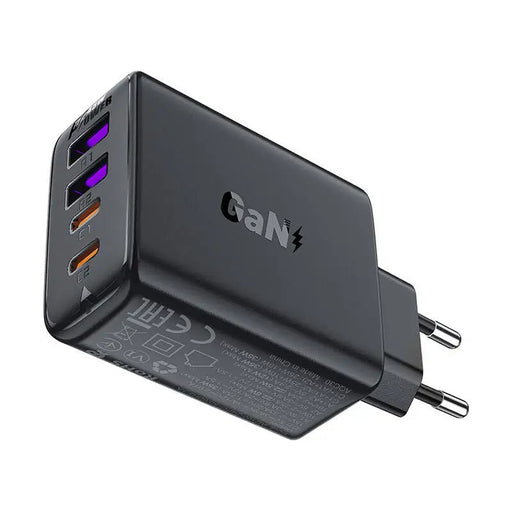 Адаптер Acefast A61 GaN 2x USB-A 2x USB-C PD 45W EU черен