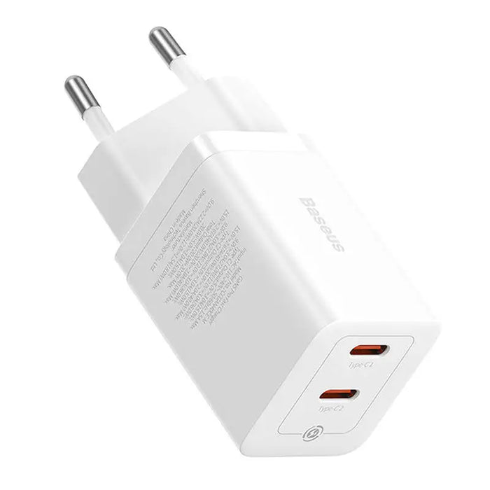 Адаптер Baseus GaN5 40W 2x USB - C бял