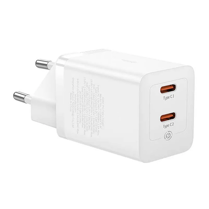 Адаптер Baseus GaN5 40W 2x USB - C бял