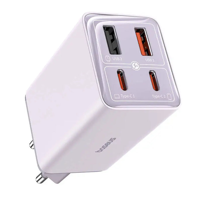 Адаптер Baseus GAN6 Pro 2x USB-C + 2x USB 65W лилав