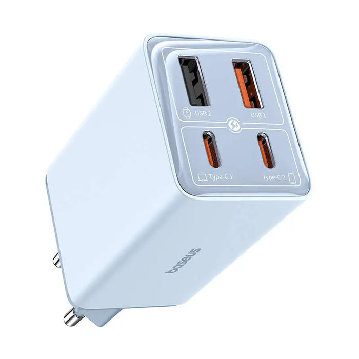 Адаптер Baseus GAN6 Pro 2x USB-C + 2x USB 65W син