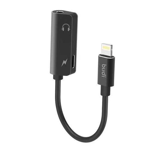 Адаптер Budi Lightning към AUX мини жак 3.5mm + черен