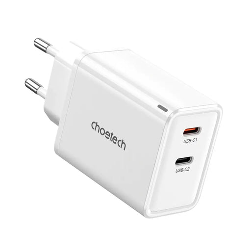 Адаптер Choetech PD6013 2x USB-C PD 65W GaN бял