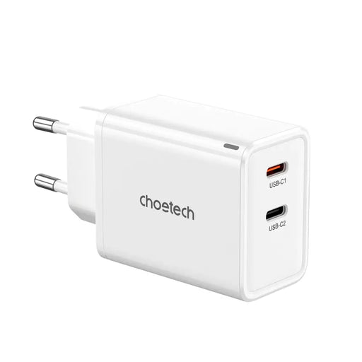 Адаптер Choetech PD6013 2x USB-C PD 65W GaN бял