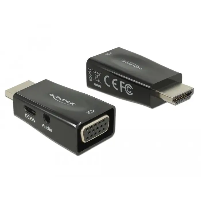 Адаптер Delock HDMI мъжко - VGA + microUSB