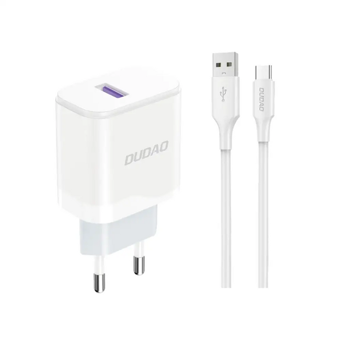 Адаптер Dudao A20EU USB - A 18W бял + USB - C кабел