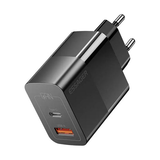 Адаптер Essager USB - C + USB - A 33W GaN черен