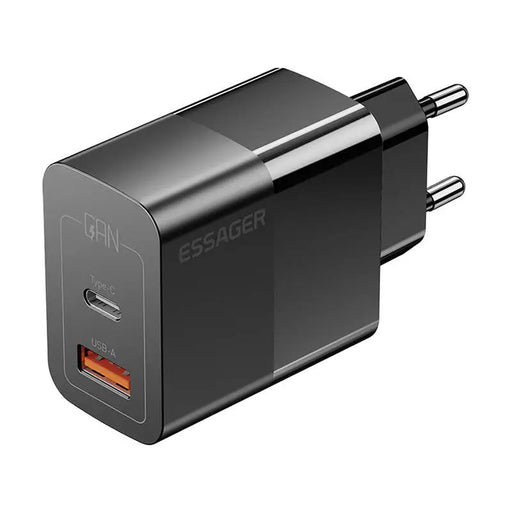 Адаптер Essager USB - C + USB - A 33W GaN черен