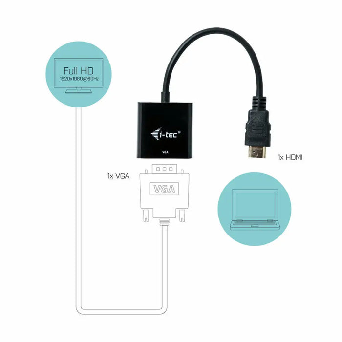 Адаптер HDMI към VGA i-Tec HDMI2VGAADA Черен 15 cm