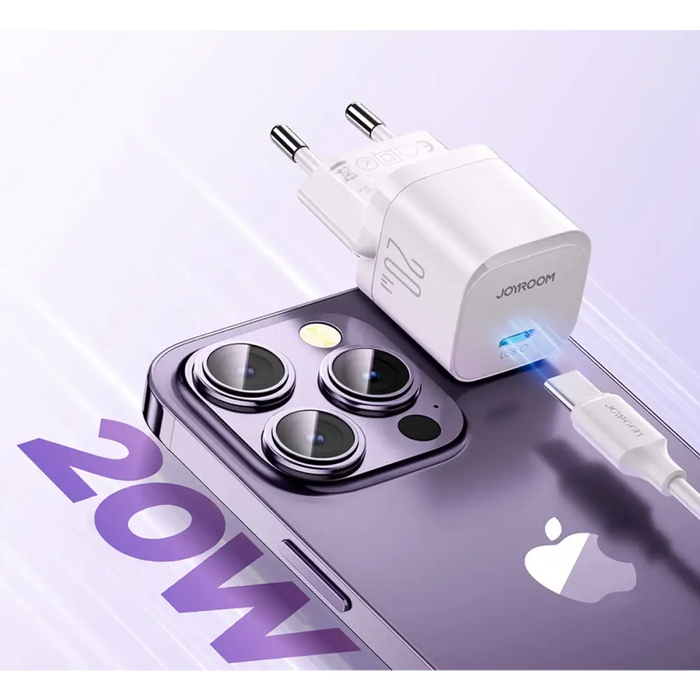 Адаптер Joyroom JR-TCF02 USB-C PD 20W + кабел бял