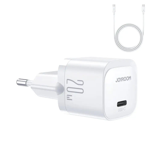 Адаптер Joyroom JR-TCF02 USB-C PD 20W + кабел бял