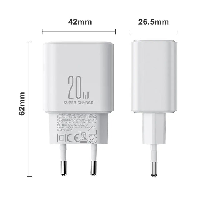 Адаптер Joyroom JR - TCF05 20W USB - C / USB - A бял