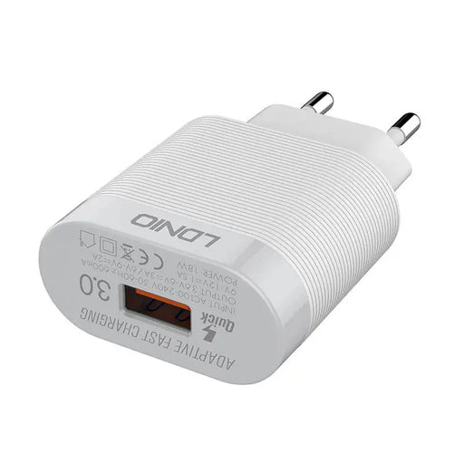 Адаптер LDNIO A303Q USB - C QC 3.0 18W бял