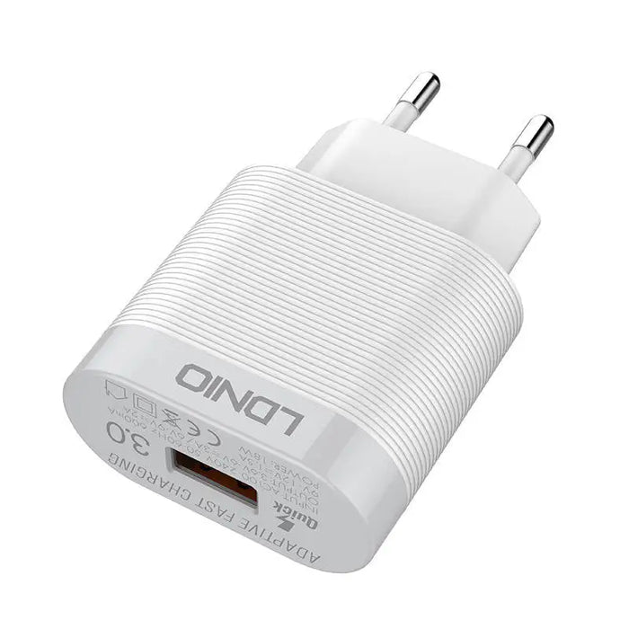 Адаптер LDNIO A303Q USB - C QC 3.0 18W бял