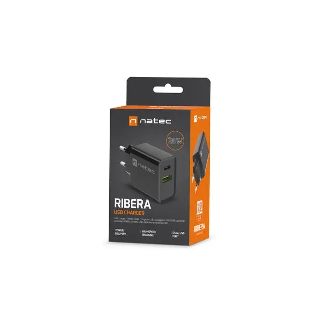 Адаптер Natec USB Charger Ribera 1X USB - A + 1X USB