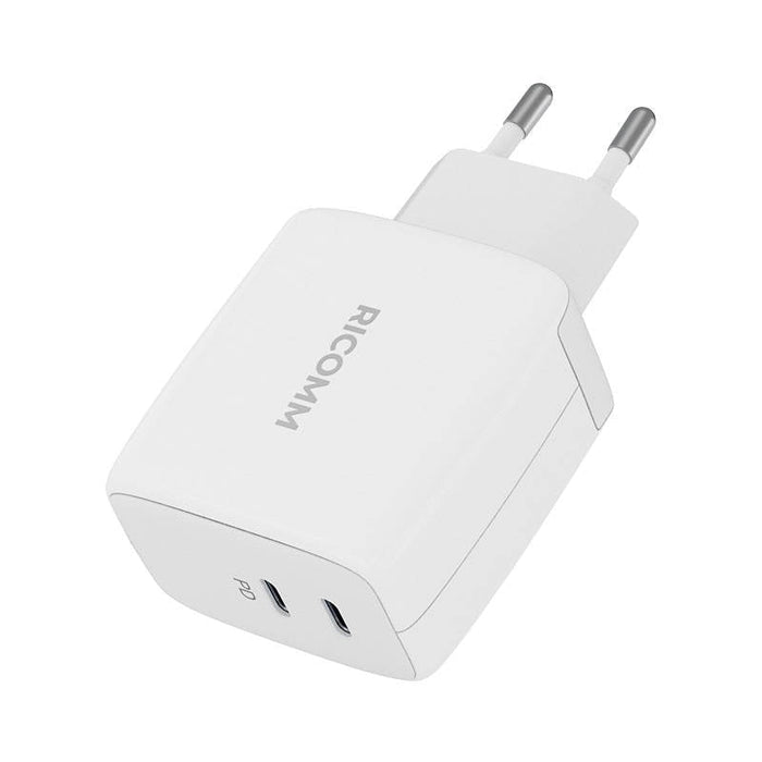 Адаптер Ricomm RC652 EU 65W GaN 2x USB-C + 2.1m USB-C кабел