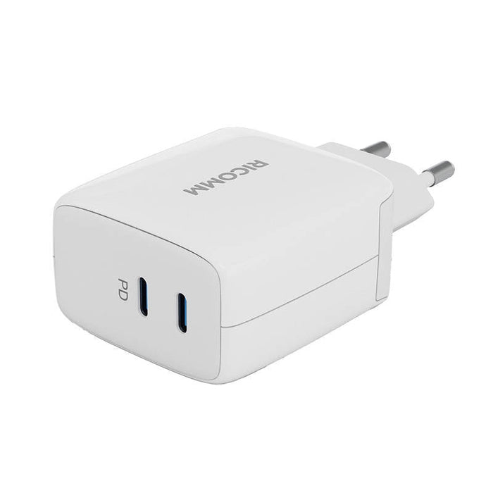 Адаптер Ricomm RC652 EU 65W GaN 2x USB-C + 2.1m USB-C кабел