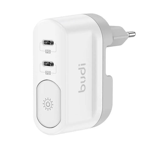 Адаптер с нощна светлина Budi 2x USB - C 40W