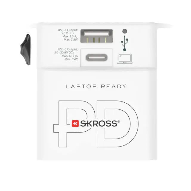 Адаптер SKROSS AC65PD USB-A USB-C 1.302976 World Бял