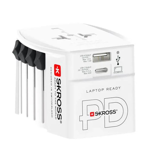 Адаптер SKROSS AC65PD USB-A USB-C 1.302976 World Бял