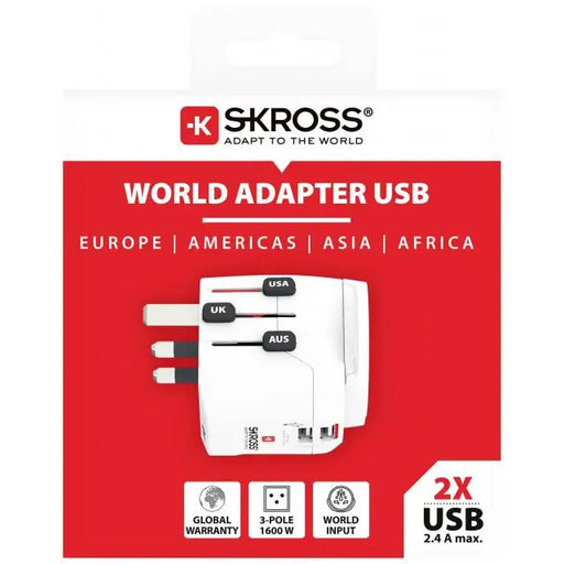 Адаптер SKROSS PRO Light 2 x USB-A World Бял