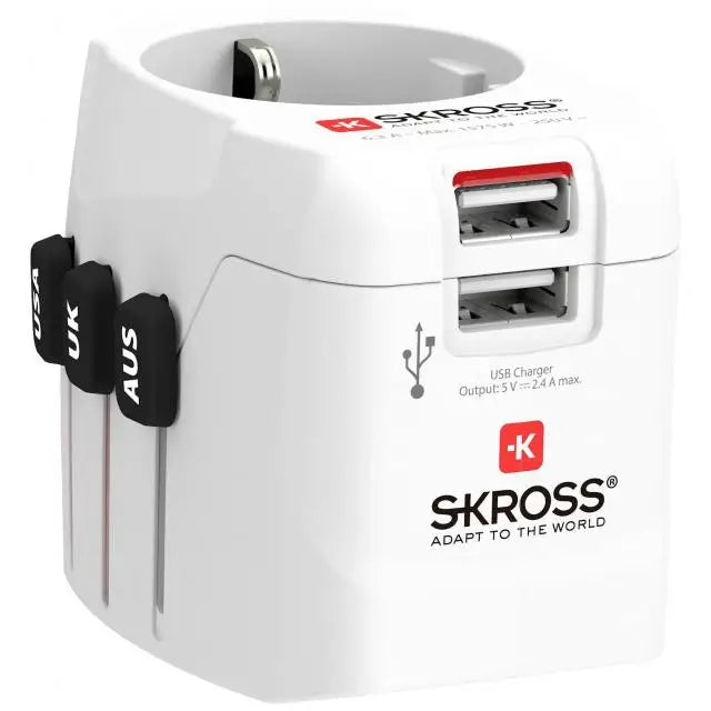 Адаптер SKROSS PRO Light 2 x USB-A World Бял