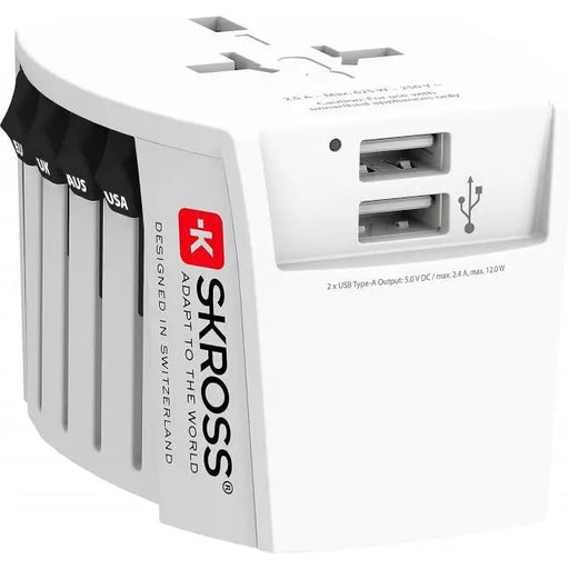 Адаптер SKROSS PRO MUV 2 x USB-A 1.302960 World Бял