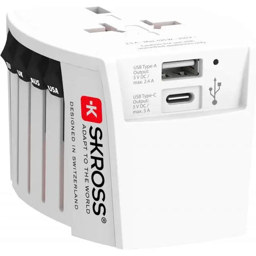 Адаптер SKROSS PRO MUV USB-A USB-C 1.302962 World Бял