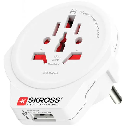 Адаптер SKROSS World to Europe 1500266 USB Бял