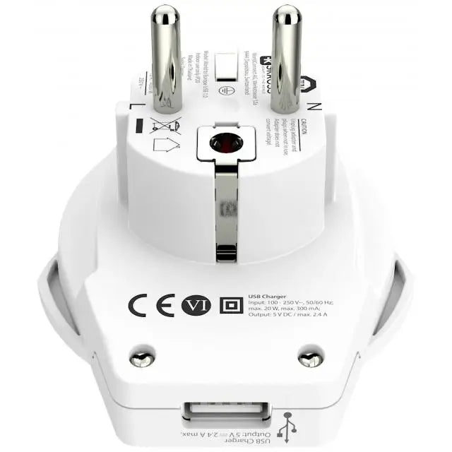Адаптер SKROSS World to Europe 1500266 USB Бял