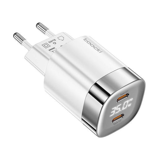 Адаптер Toocki 2x USB-C GaN 35W бял