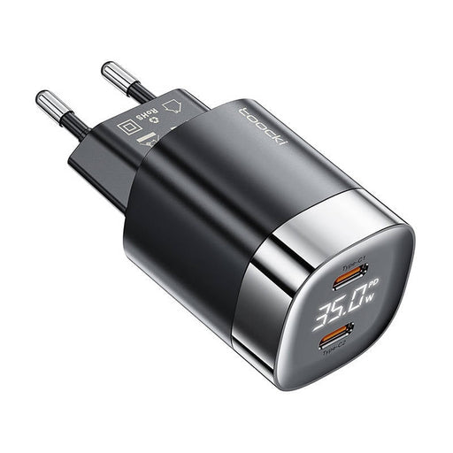Адаптер Toocki 2x USB-C GaN 35W черен