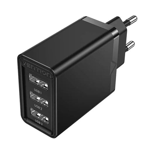 Адаптер Vention FEAB0 - EU 3x USB 2.4A 12W черен
