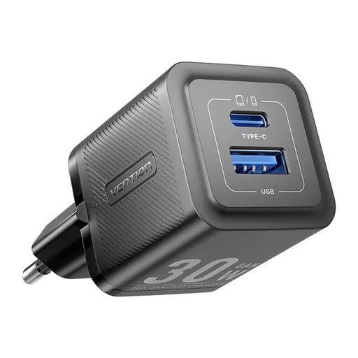 Адаптер Vention FEQB0-EU USB-C USB-A 30W/30W GaN черен