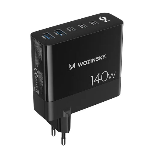 Адаптер Wozinsky CGWCB 140W GaN 3x USB-C / 2x USB-A черен