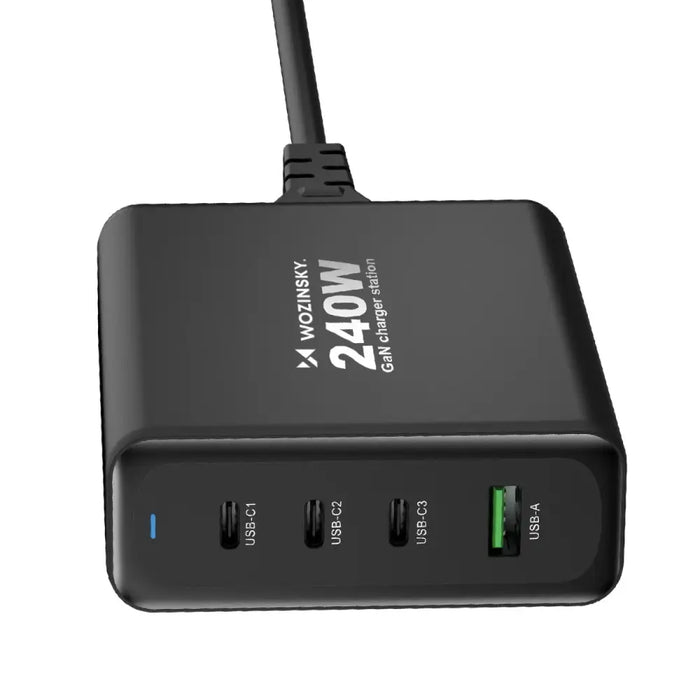 Адаптер Wozinsky WGCSB 240W GaN USB-A / 3x USB-C черен