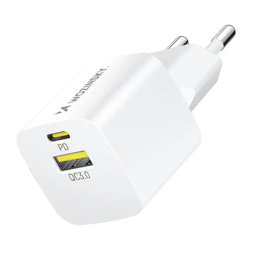 Адаптер Wozinsky WWCEAC GaN USB-A USB-C 33W бял