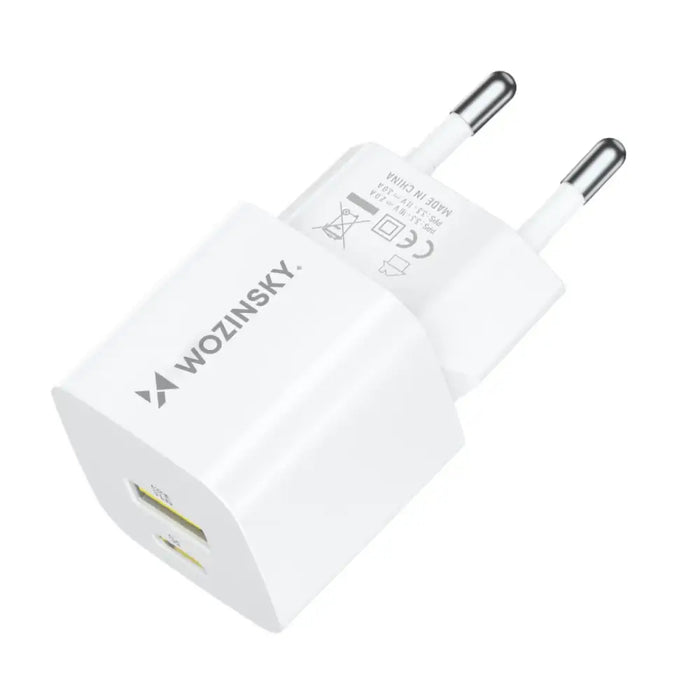 Адаптер Wozinsky WWCEAC GaN USB-A USB-C 33W бял