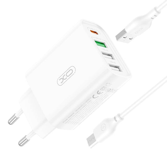 Адаптер XO L120 3x USB 1x USB-C 18W бял