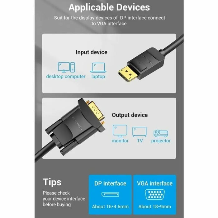 Адаптер за DisplayPort към VGA Vention HBLBJ Черен 5 m