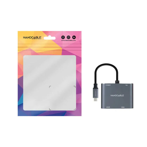 Адаптер за USB-C към VGA/HDMI NANOCABLE 10.16.4304 Сив 4K