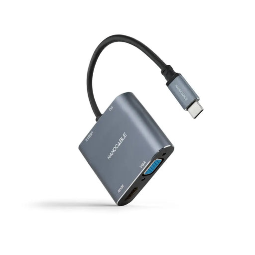 Адаптер за USB-C към VGA/HDMI NANOCABLE 10.16.4304 Сив 4K