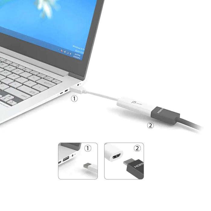 Адаптер j5create JUA254 USB-A към HDMI Бял
