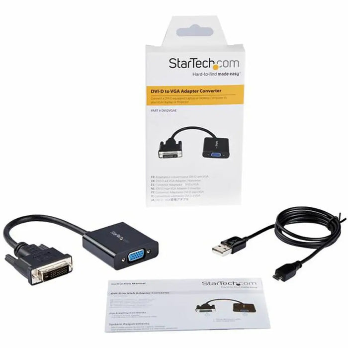 Адаптер за DVI-D към VGA Startech DVI2VGAE 0,19 m Черен