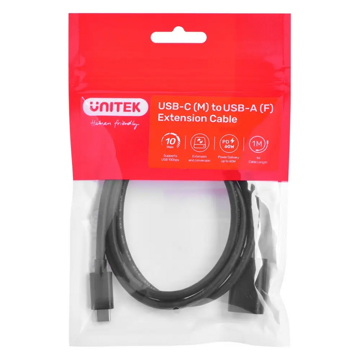 Адаптер за кабел Unitek (C476BK-1M) USB-C (M) - USB-A (F)