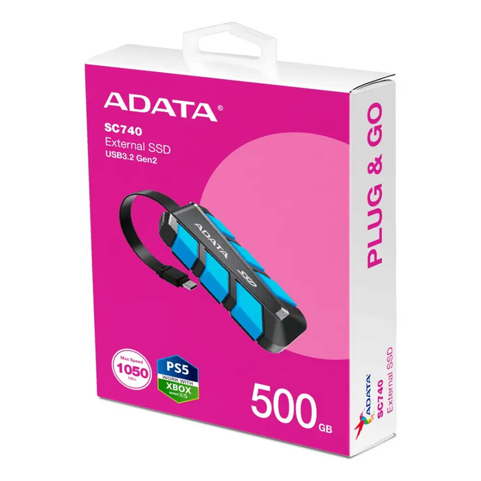 ADATA SC740 500 GB USB Type-C 3.2 Gen 2 (3.1 Gen 2) черен