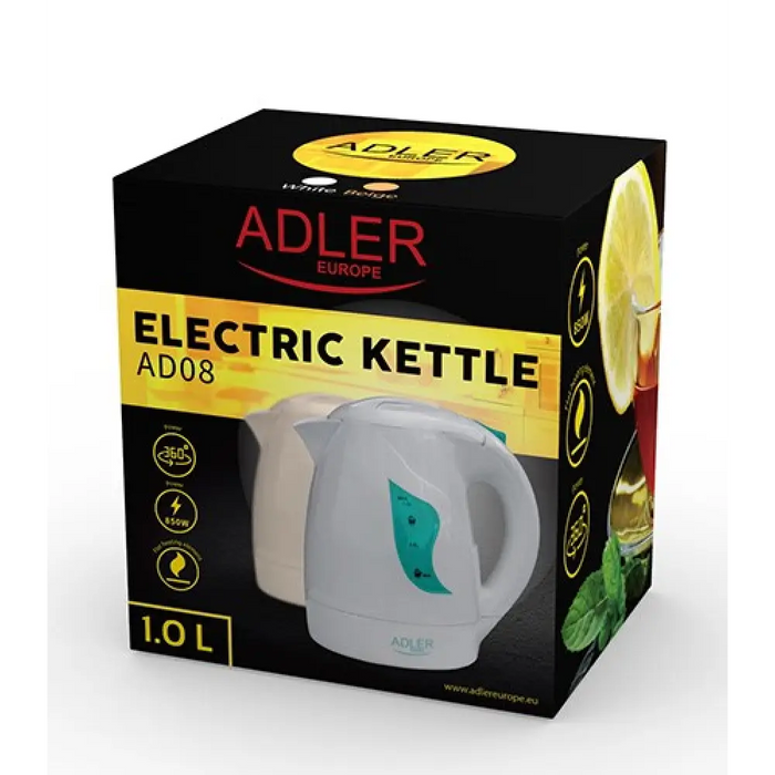 Adler AD 08 w електрическа кана 1 L 850 W Бяла