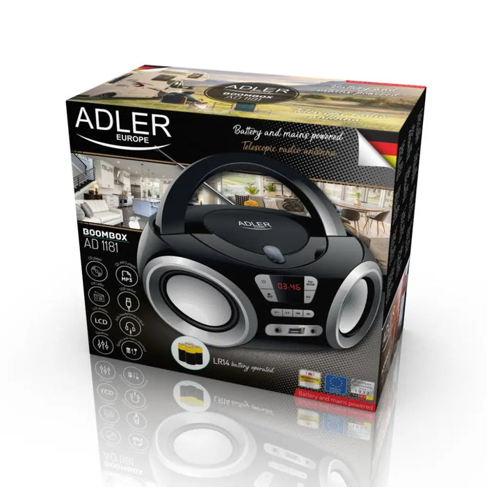 Adler AD 1181 CD плейър Преносим CD плейър Черен Сребрист